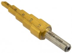 Stopenjski sveder 4-12 mm za pločevino, korak 2 mm, TiN, GEKO