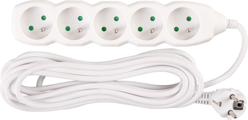 Kábel DG-F805B L-5 m, hosszabbító, fehér, 5x aljzat