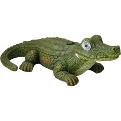 Kerti dísz: napelemes krokodil, 18 cm