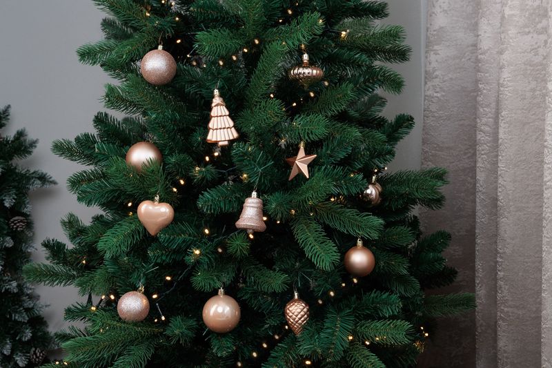 MagicHome Weihnachtskugeln, Set, 65 Stück, Roségold, Mix, für den Weihnachtsbaum