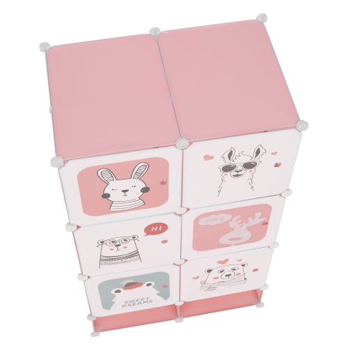 Modulární skříň pro děti, růžová/dětský vzor, NORME
