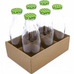 Steklenica za mleko 1000 ml pikčasti pokrovček mešane barve, paket 6 / 641022124