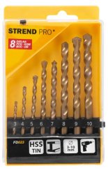 Strend Pro FD023 set svrdla, 8 komada, 3-10 mm, TiN, za zidove