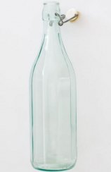 Flacon de sticlă 1000ml, cu capac patentat, rotund, neted