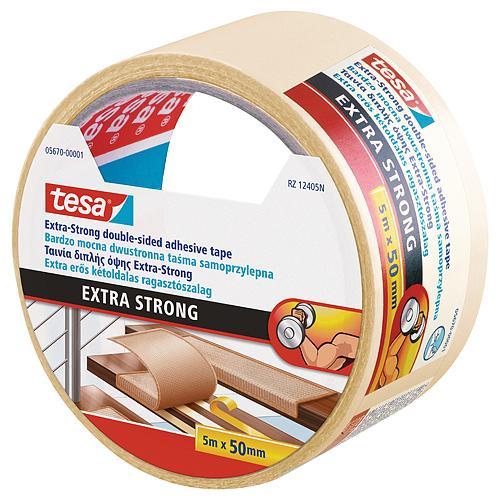 Páska tesa® Extra STRONG Permanent, objostranně lepící, fóliová, bílá, 50 mm, L-5 m