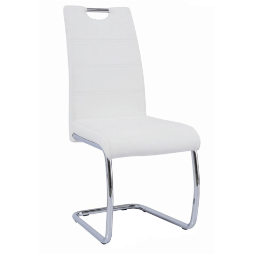 Jídelní židle, bílá/světlé šití, ABIRA NEW