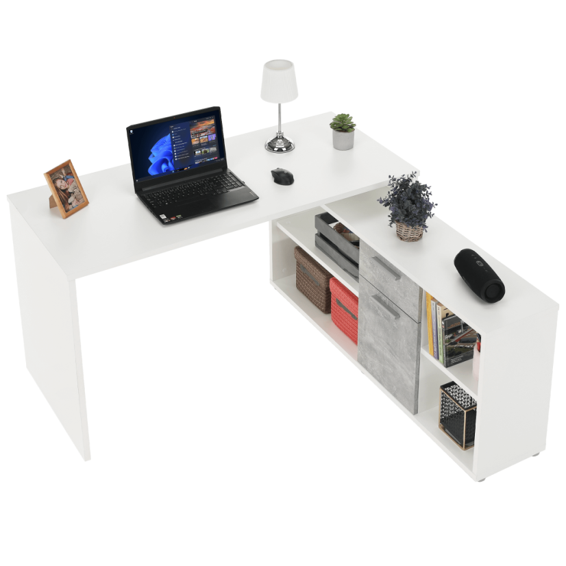 PC-Schreibtisch, Weiß/Beton, NOE NEU