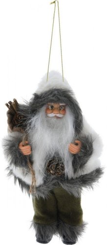 Weihnachtsmannfigur 8x6x20 cm Kunststoff/Textil cremegrau