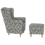 Fotel z fotelem ze stołkiem, patchwork z tkaniny N1, ASTRID