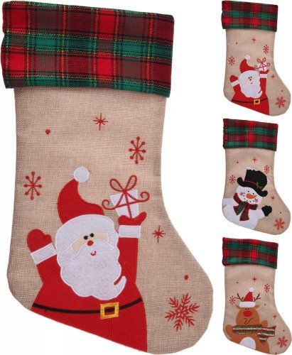 Božićna čarapa 42x26 cm mix