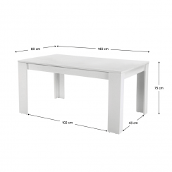 Stół do jadalni, biały, 140x80 cm, TOMY NOWOŚĆ