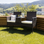 Záhradná lavica so stolíkom a poduškami, hnedá/krémová, LALIT