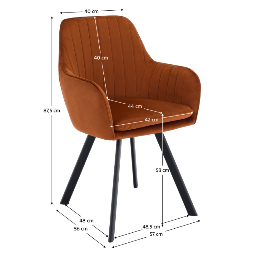 Designer-Sessel, Terrakotta-Samtstoff, AURIL