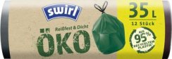 Swirl EKO zacskók, hulladékhoz, visszahúzható, zöld, 35 lit., 12 db