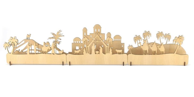 Dekorácia betlehem drevo, LED