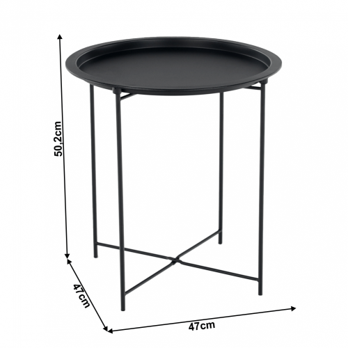 Příruční stolek s odnímatelným tácem, černá, RENDER