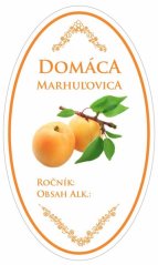 Naklejka na butelkę MARHULOVICA domowa owalna biała, 16 szt. Etykiety KLC