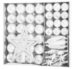 MagicHome Weihnachtskugeln, Set, 50 Stück, 4-5 cm, weiß, Stern, Girlande, Kegel, für den Weihnachtsbaum