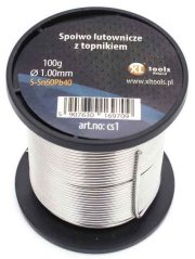 Weichlot Sn60Pb40, Durchmesser 1,0 mm, 100 g, Flussmittel SW26, XL-TOOLS
