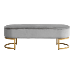Design-Bank, grauer Samtstoff/Gold-Chrom-Gold, MIRILA NEU (akce)