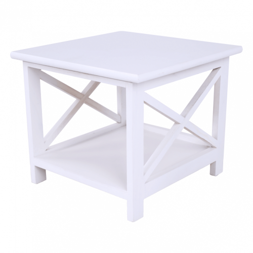 Noční stolek, dřevo/proutí/látka, bílá, RAFAELLO