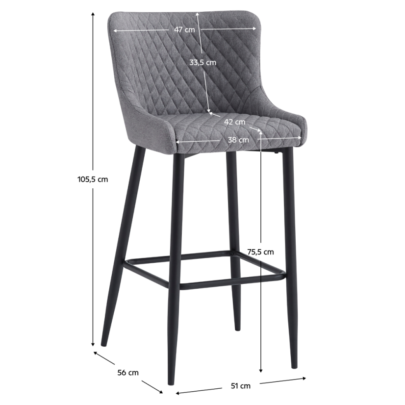 Barhocker, grau/schwarz, CEZARIA