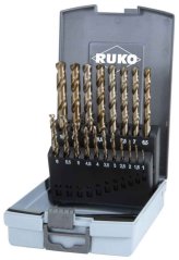 set de 19 piese de burghie pentru metal 1-10 mm, cobalt, cutie de plastic, RUKO