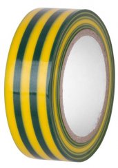 Banda E130YGR, verde-galben, izolatoare, adeziva, 19 mm, L-10 m, PVC