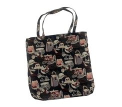 Taška nákupná gobelínová veľká 45x45cm, dizajn Klobúky tmavá