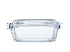 Ovális lábas fedővel, 38x23x15cm, 4,4L+1,4L, átlátszó üveg PYREX, megerősített csomagolás KLC