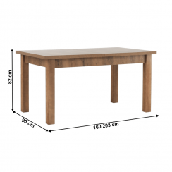 Stół do jadalni, składany, ciemny dąb Lefkas, 160-203x90 cm, MONTANA STW