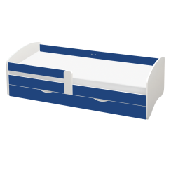 Krevet s letvičastim okvirom i prostorom za pohranu 90x200, bijela/plava, COCOLINO