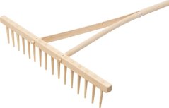 Grabie drewniane, 16 zębów, rączka drewniana, długość całkowita 160 cm (akce)