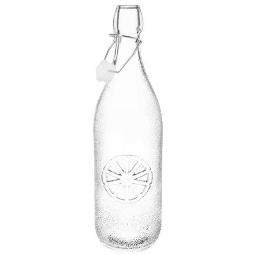 Butelka szklana 1000ml z patentową zakrętką, dekor cytrynowy