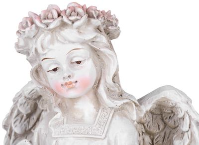Decor MagicHome, Înger cu o carte și o lumânare, 1xLED, polirășină, pentru mormânt, 17,5x12x17,5 cm