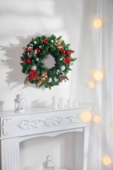 Vetvička MagicHome Vianoce, pávie pierka, zlatá, 22 cm