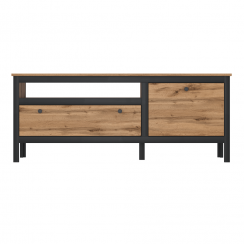 TV asztal 1D1S/150, wotan tölgy/fekete, LOFTA