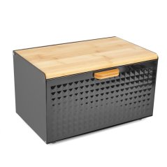 Chlebník nerezový 35,5x21,5x21cm čierny/bambus