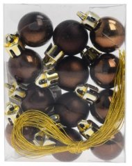 Ornament-Hängekugel 2 cm, 12er-Set, Kunststoff, braun gemischt