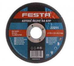 Disc de tăiere metal 115x1x22,2mm FESTA