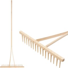 Grabie drewniane, 16 zębów, rączka drewniana, długość całkowita 160 cm (akce)