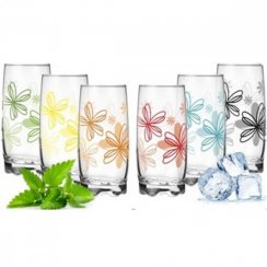 Čaša za vodu 350ml čaša, cvjetni dekor mješavina boja set od 6 KLC