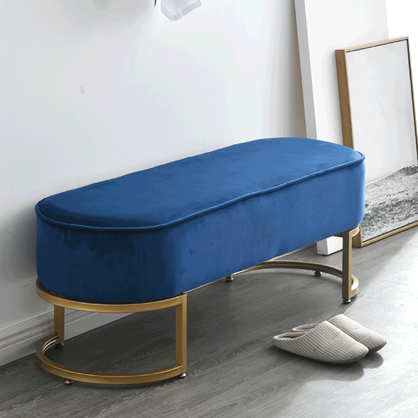 Design-Bank, blauer Samtstoff/Gold-Chrom-Gold, MIRILA NEU