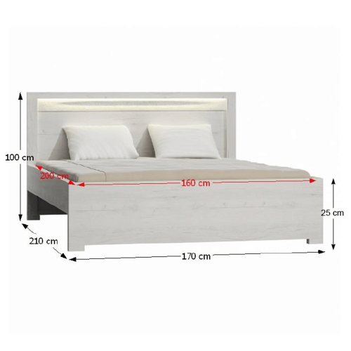 Łóżko, jesion biały, 160x200, INFINITY I-19