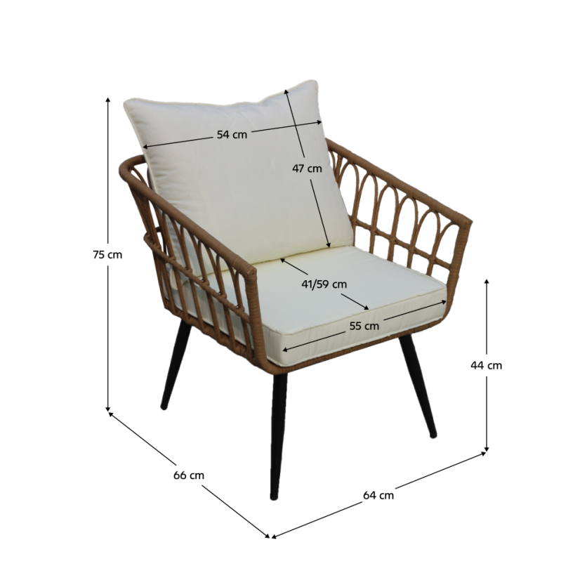 Vrtni stol, natur/črna/bež, ARALY