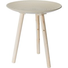 Összecsukható, kerek asztal, 41 cm, bézs színű