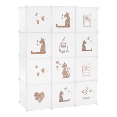 Modularer Kleiderschrank für Kinder, weiß/braunes Kindermuster, KITARO