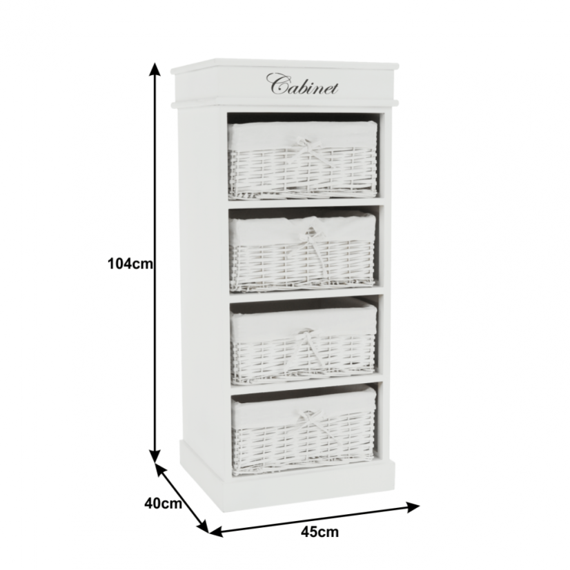 Kommode mit 4 Schubladen, weiß, BLANCO