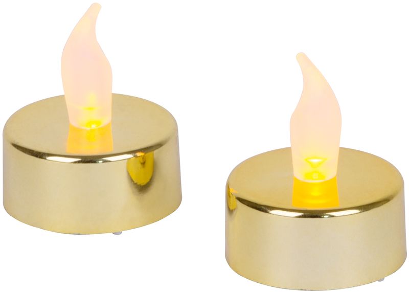 MagicHome Weihnachtskerzen, LED-Tee, 2er-Set, Gold, für das Grab, bewegliche Flamme (akce)