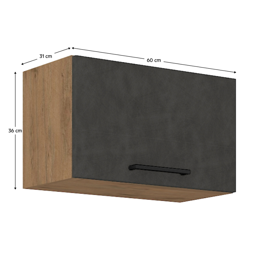 Oberschrank, Eiche Lancelot/Grau matt, VEGA 60 GU-36 1F